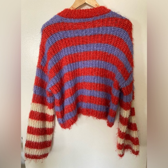 Zara Chunky Knit Sweater in Red/Purple/Yellow - Picture 2 of 4